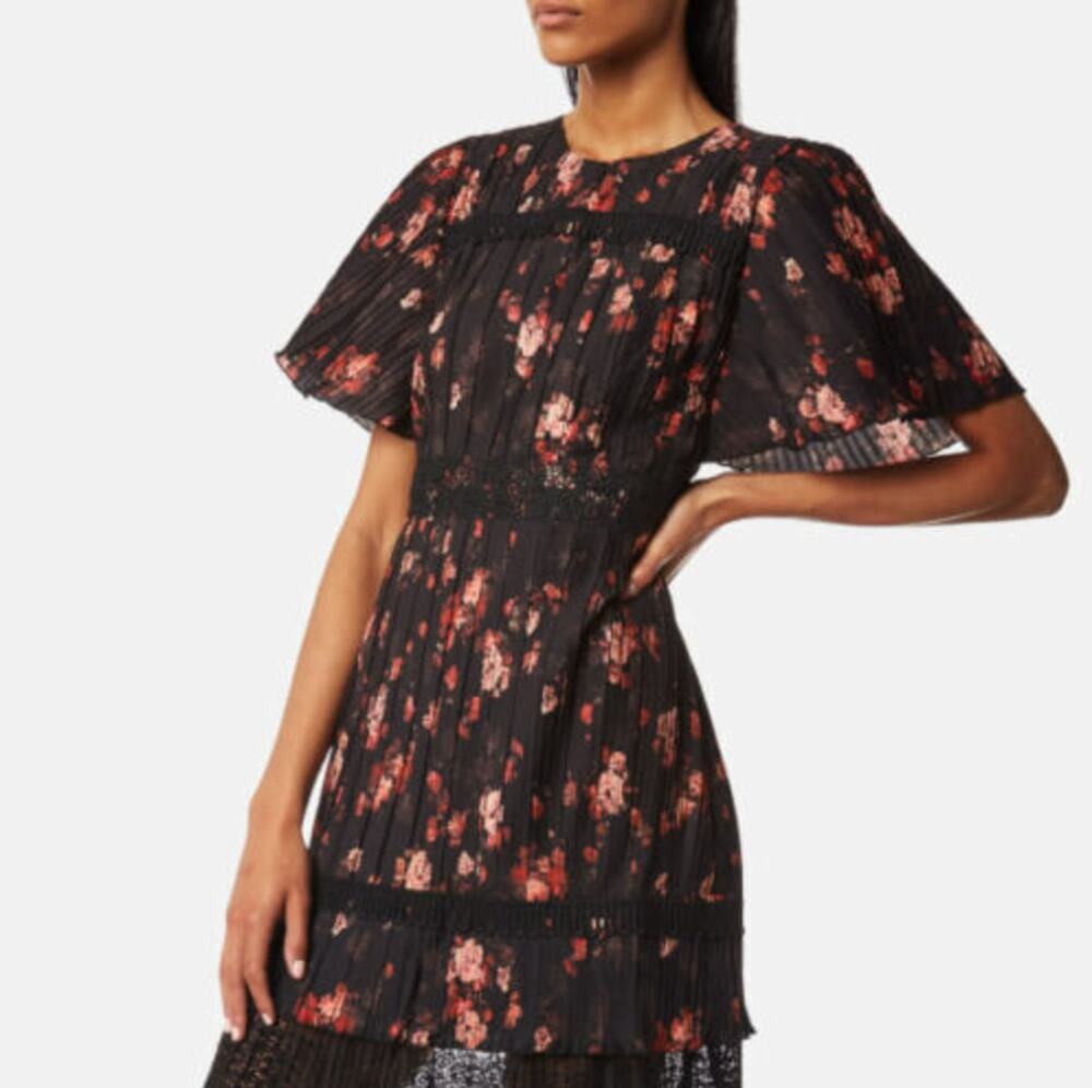 Foxiedox Biella Black Floral Mini Dress Sz Small
